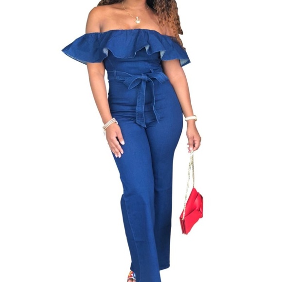 blue jean jumpsuit